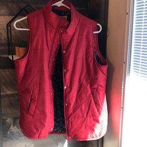 Red puffer vest